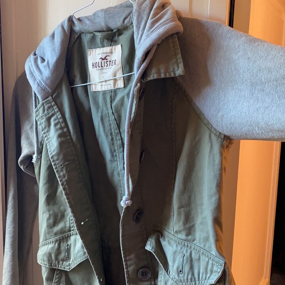 Hollister green and grey army style light fall jacket - Picture 4 of 9